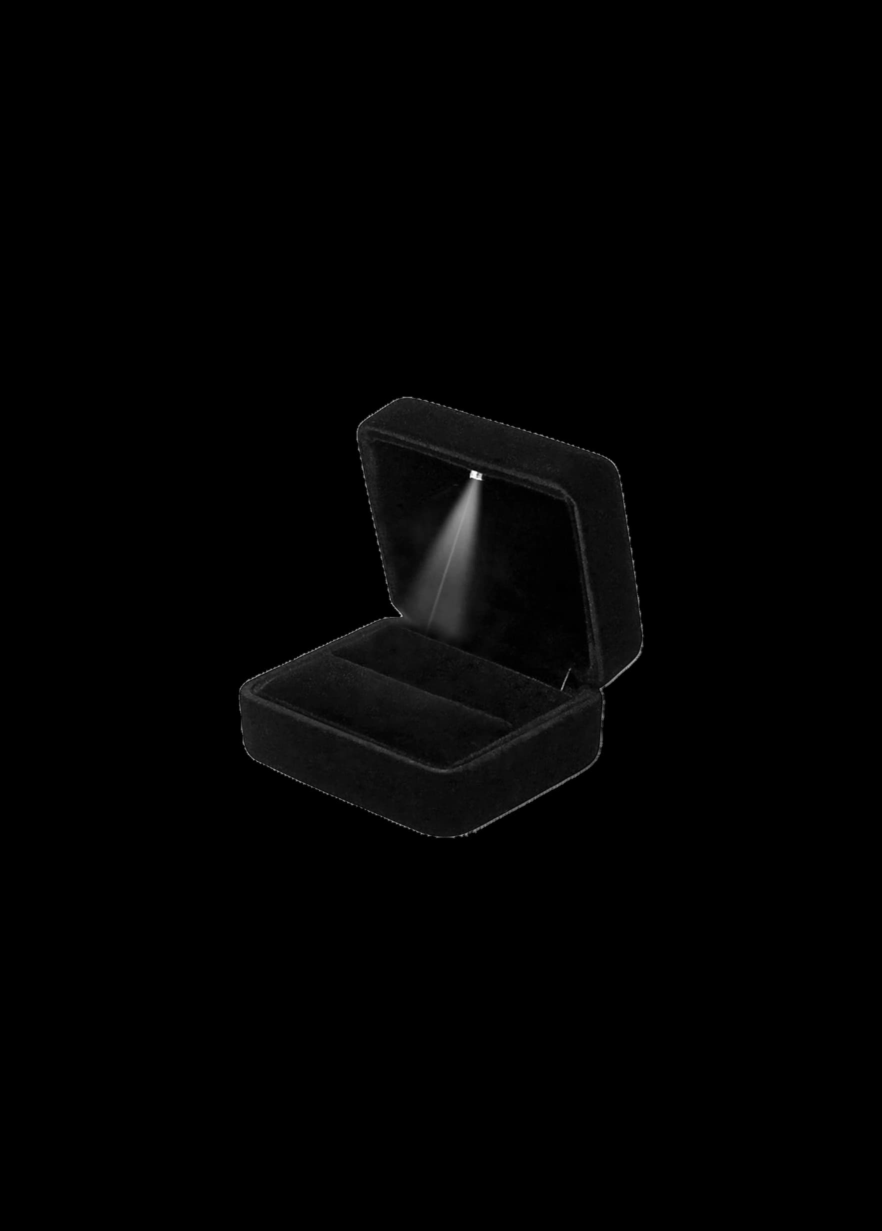 Cofanetto portanello nero con luce LED in velluto nero