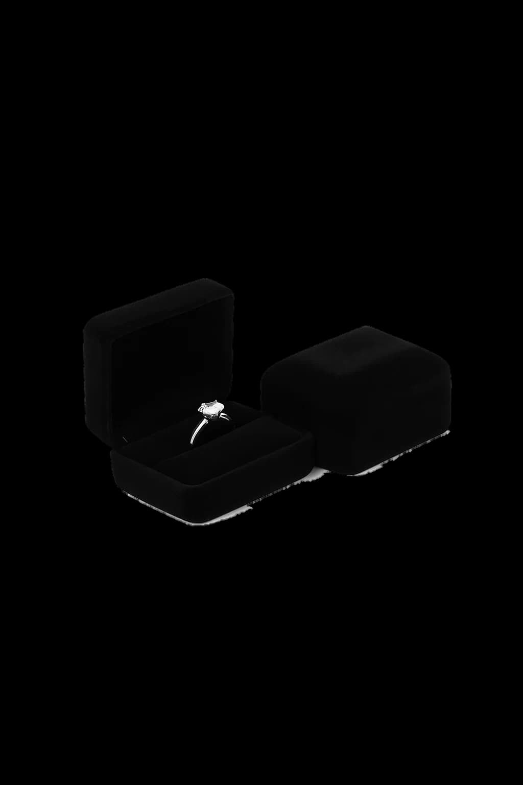Cofanetto esclusivo in velluto nero – astuccio per anello di fidanzamento e proposta di matrimonio