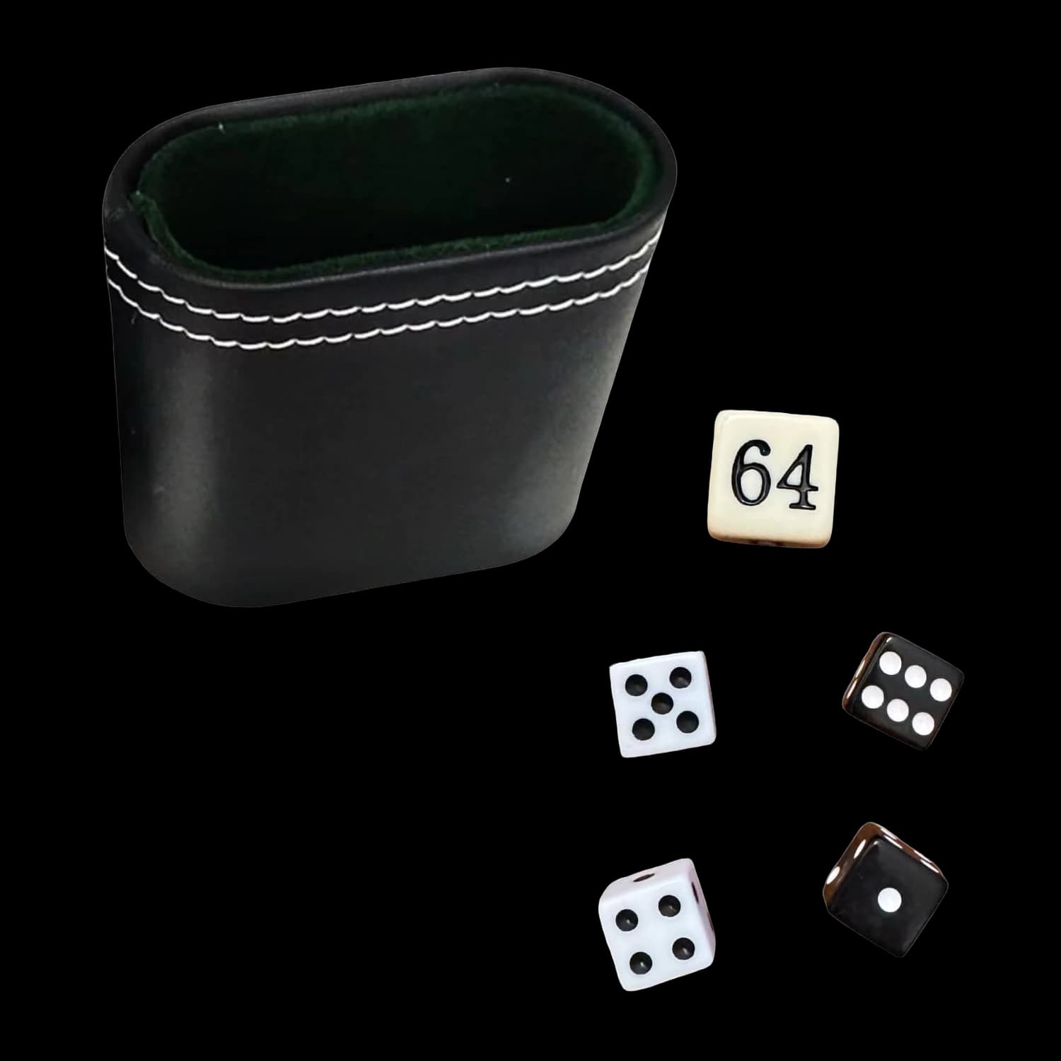 Set di dadi per backgammon con dado del raddoppio, bicchiere opzionale
