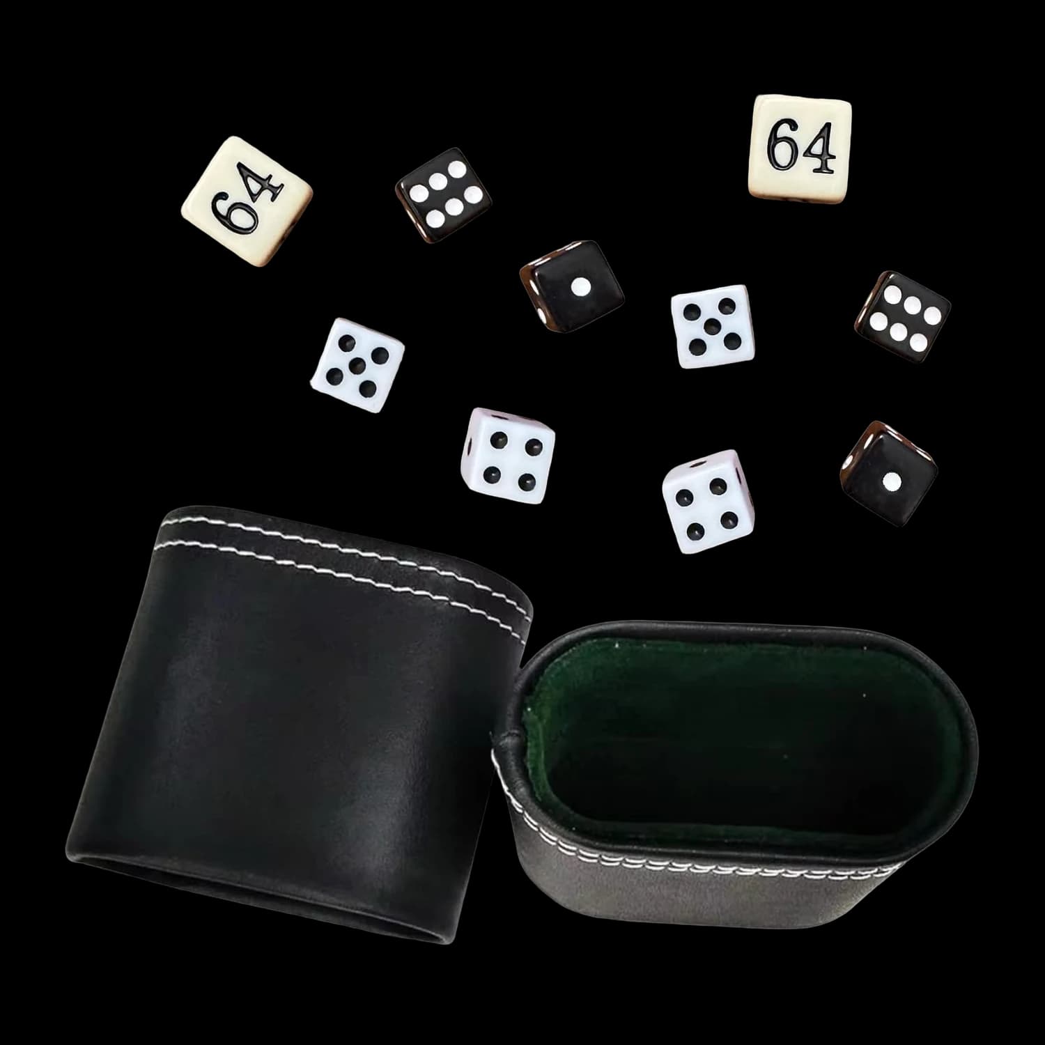 Set di dadi per backgammon con dado del raddoppio, bicchiere opzionale – Vista 2