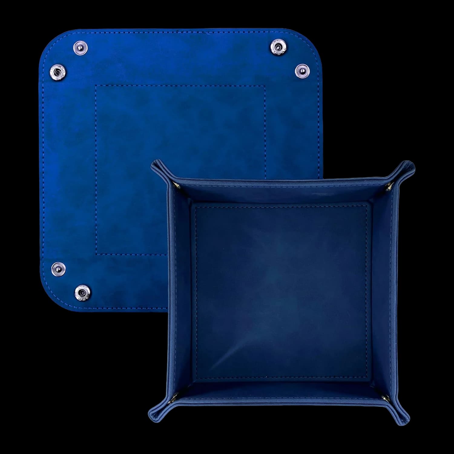 Folding valet tray and dice tray, 16 × 16 × 4 cm – blue
