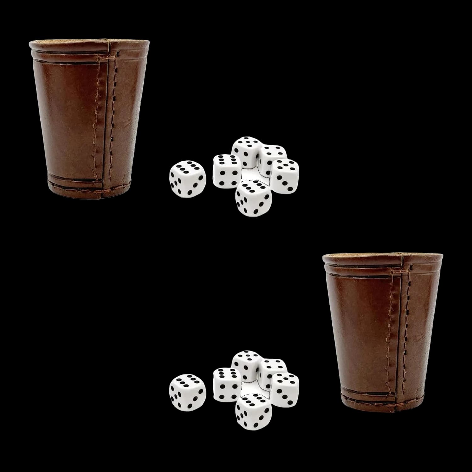 Bicchieri per dadi in pelle, set da 2 con 12 dadi inclusi