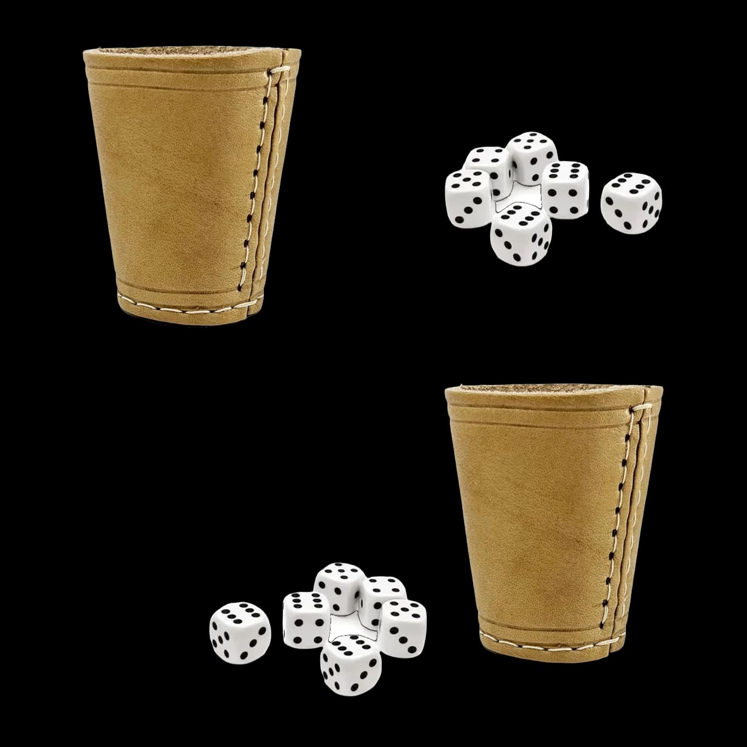 Bicchieri per dadi in pelle, set da 2 con 12 dadi inclusi – Vista 2