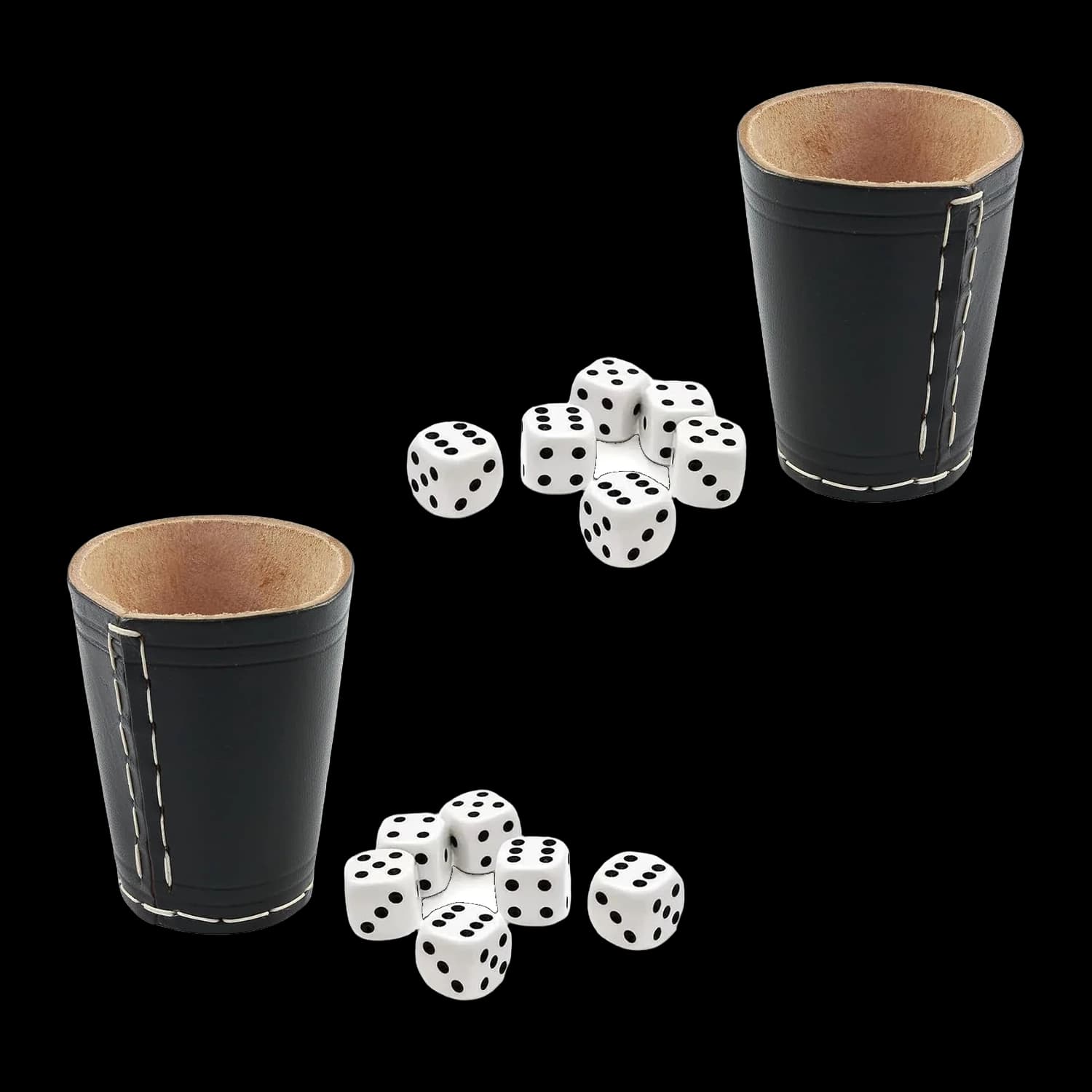 Bicchieri per dadi in pelle, set da 2 con 12 dadi inclusi – Vista 3